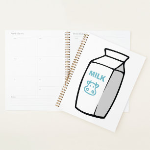 Cute Dairy Cow Cartoon Milk Carton Illustration Planner
