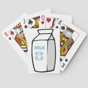 Cute Dairy Cow Cartoon Milk Carton Illustration Poker Cards