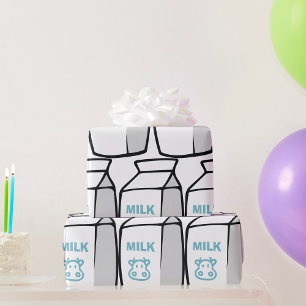 Cute Dairy Cow Cartoon Milk Carton Illustration Wrapping Paper