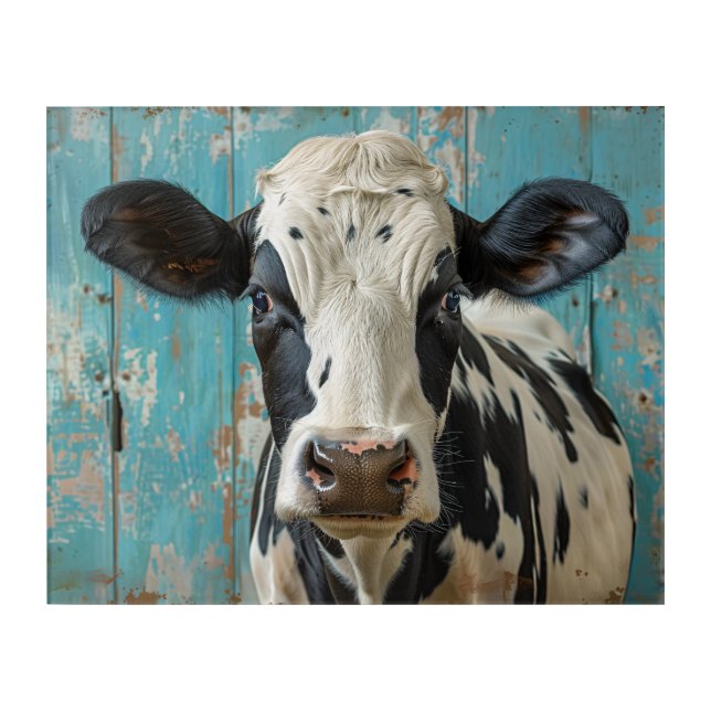 Cute Dairy Cow Farmhouse Painting Acrylic Print (Front)