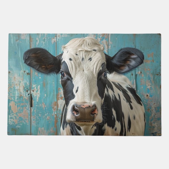 Cute Dairy Cow Farmhouse Painting Doormat (Front)