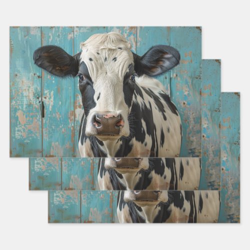 Cute Dairy Cow Farmhouse Painting Wrapping Paper Sheets