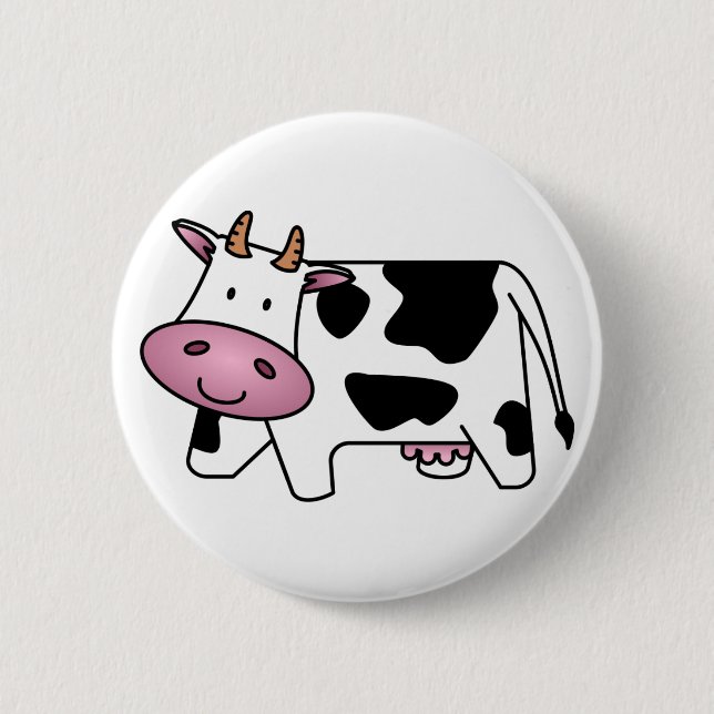 Cute Dairy Cow Pinback Button (Front)