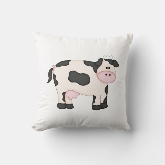 Cute Dairy Cow Throw Pillow (Front)