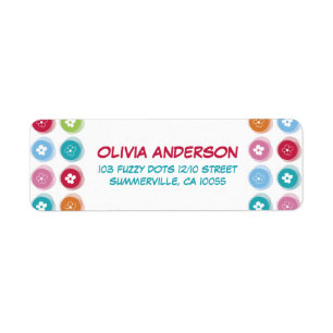 Cute Daisies And Colorful Fuzzy Dots Chic Address Label