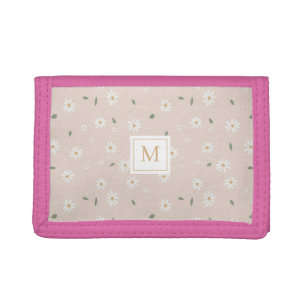 Cute Daisies Floral Blossoms Monogram Girl Tri-fold Wallet