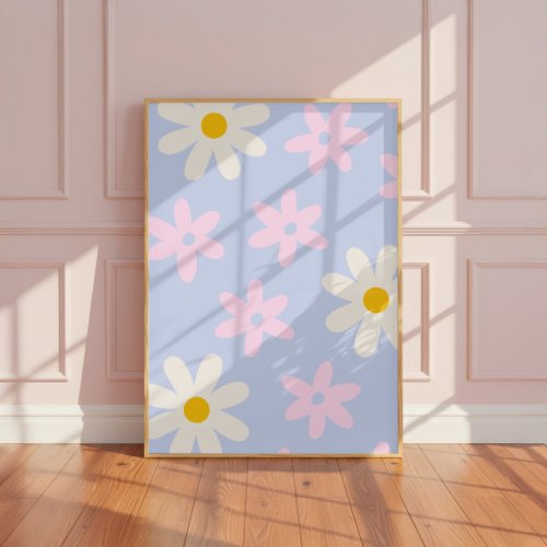 Cute Daisies Girls Nursery Wall Art Print