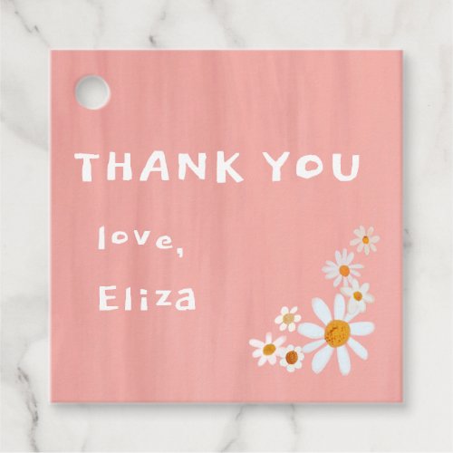 Cute Daisies Gouache Custom Baby Shower THANK YOU Favor Tags