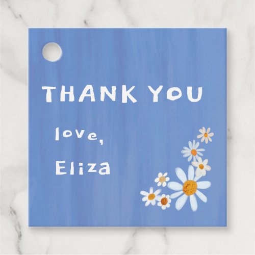 Cute Daisies Gouache Custom Baby Shower THANK YOU Favor Tags