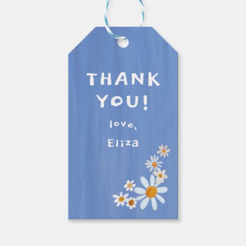 Cute Daisies Gouache Custom Baby Shower THANK YOU Gift Tags