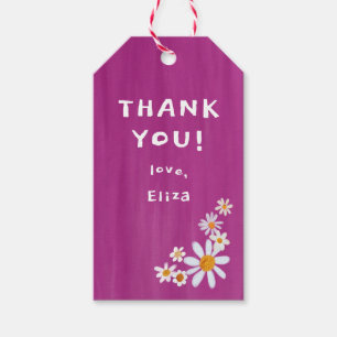 Cute Daisies Gouache Custom Baby Shower THANK YOU Gift Tags