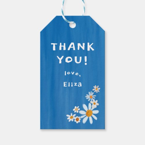 Cute Daisies Gouache Custom Baby Shower THANK YOU Gift Tags