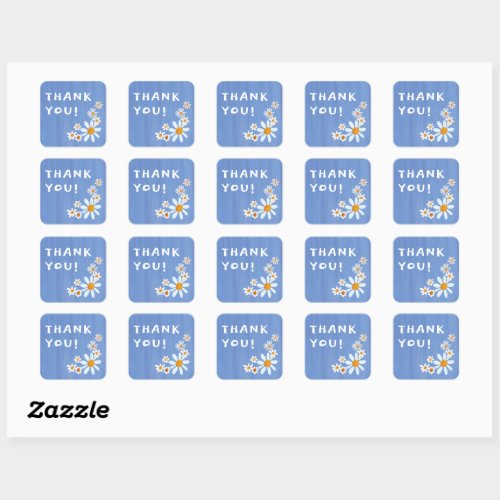 Cute Daisies Gouache Custom Baby Shower THANK YOU Square Sticker