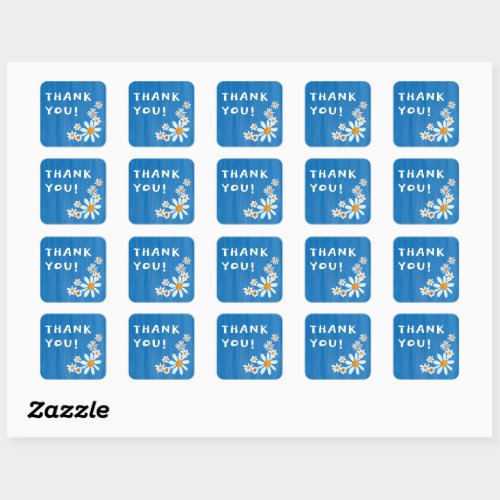 Cute Daisies Gouache Custom Baby Shower THANK YOU Square Sticker