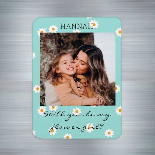 Cute Daisies Photo Flower Girl Proposal Magnet