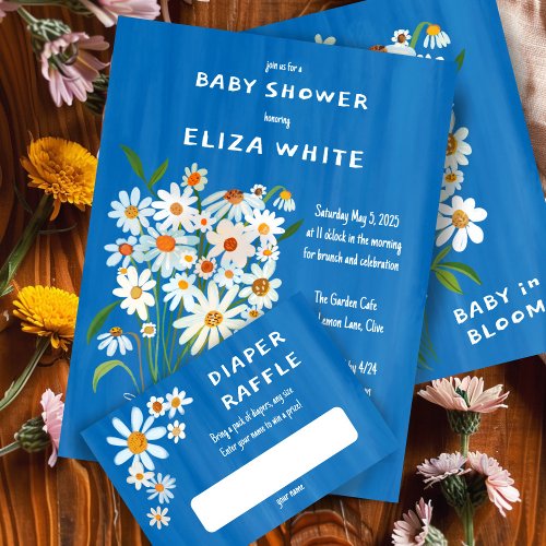 Cute Daisy Bouquet Handpainted Custom Baby Shower  Enclosure Card