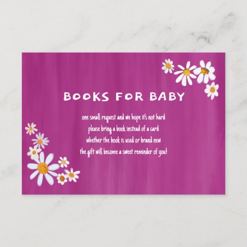 Cute Daisy Bouquet Handpainted Custom Baby Shower  Enclosure Card