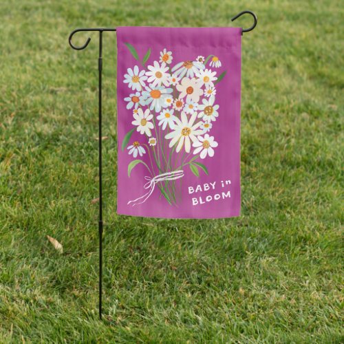 Cute Daisy Bouquet Handpainted Custom Baby Shower  Garden Flag