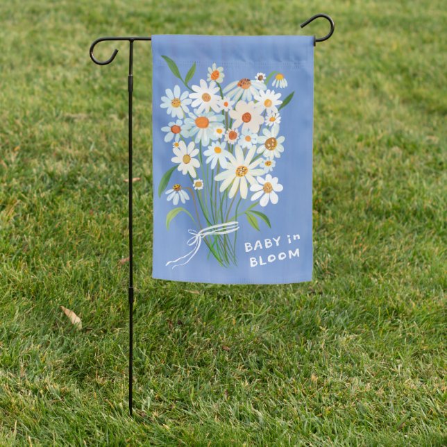 Cute Daisy Bouquet Handpainted Custom Baby Shower  Garden Flag (In SItu)