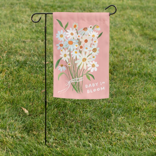 Cute Daisy Bouquet Handpainted Custom Baby Shower  Garden Flag (In SItu)