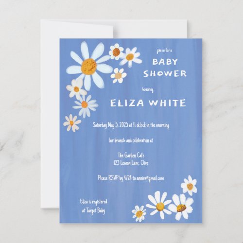 Cute Daisy Bouquet Handpainted Custom Baby Shower  Invitation