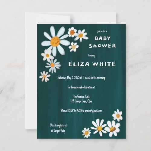 Cute Daisy Bouquet Handpainted Custom Baby Shower  Invitation