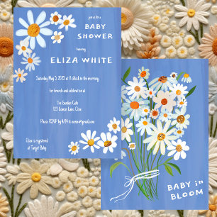 Cute Daisy Bouquet Handpainted Custom Baby Shower Invitation