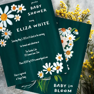 Cute Daisy Bouquet Handpainted Custom Baby Shower Invitation
