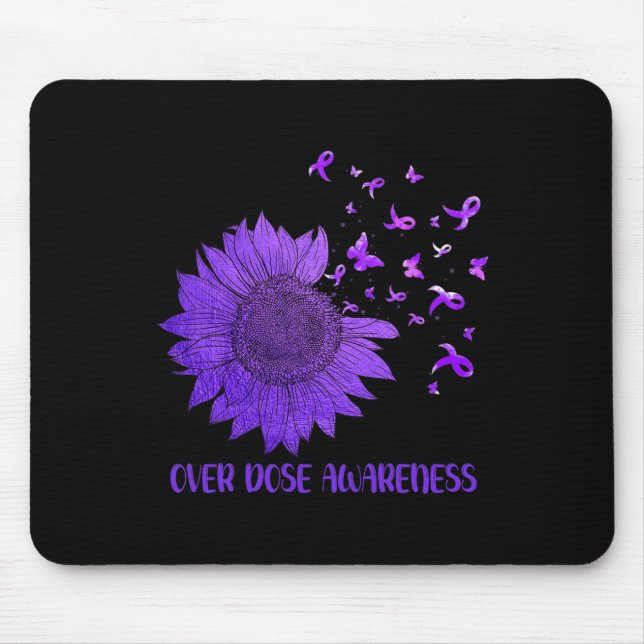 Cute Daisy Butterflies Purple Ribbon Overdose Awar Mouse Pad (Front)