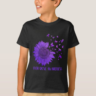 Cute Daisy Butterflies Purple Ribbon Overdose Awar T-Shirt