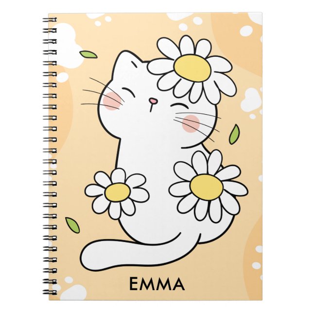 Cute Daisy cat Cartoon Custom Notebook (Front)