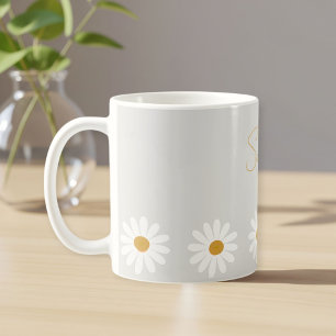 Cute daisy ceramic mug, Daisy cappuccino cup