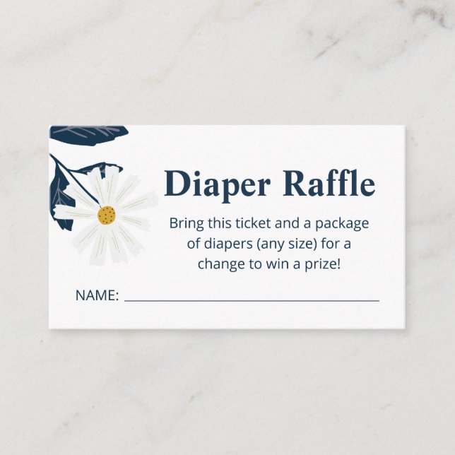 Cute Daisy Diaper Raffle Ticket Enclosure  Card (Front)