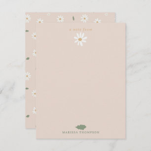 Cute Daisy Floral Blossoms & Greenery Custom Name Thank You Card