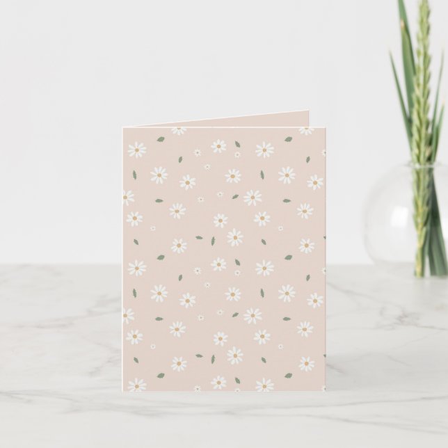 Cute Daisy Floral Blossoms & Greenery Girl Nursery Card (Front)