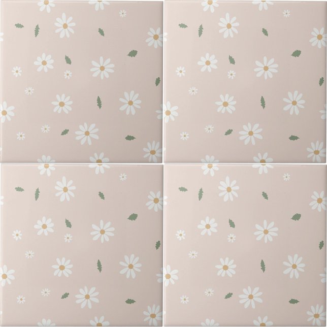 Cute Daisy Floral Blossoms & Greenery Girl Nursery Ceramic Tile (Cute Daisy Floral Blossoms & Greenery Girl Nursery Ceramic Tile)