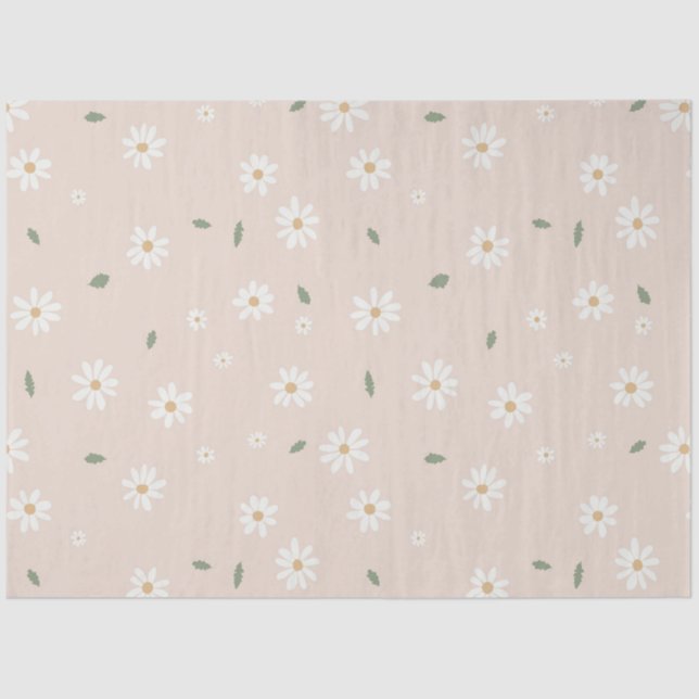 Cute Daisy Floral Blossoms & Greenery Tissue Paper (Front)