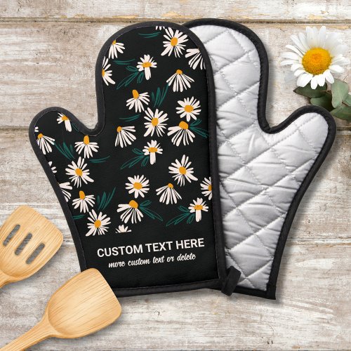 Cute Daisy Floral Pattern Add Your Custom Text Oven Mitt