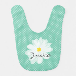 Cute daisy flower baby bib with girls name