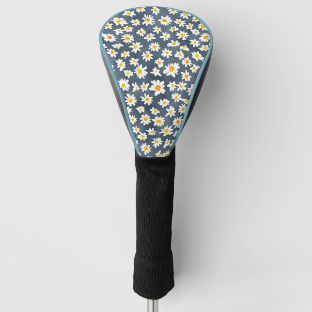 Cute Daisy Flower Botanical pattern on gradient Golf Head Cover (Front)