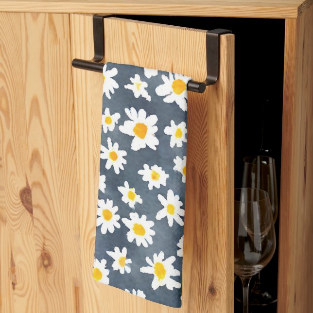 Cute Daisy Flower Botanical pattern school girly Kitchen Towel (Thirds Fold)