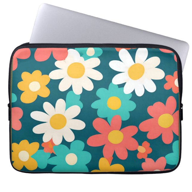 Cute Daisy Flower Botanical pattern school girly Laptop Sleeve (Front)