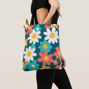 Cute Daisy Flower Botanical pattern school girly Tote Bag