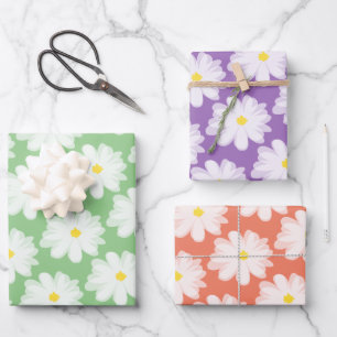 Cute daisy flower floral pattern custom color wrapping paper sheets