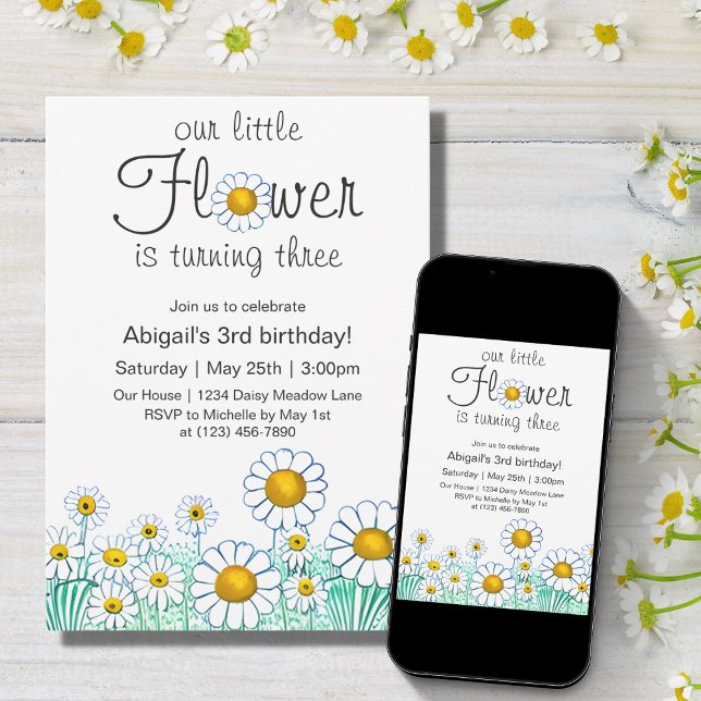 Cute Daisy Flower Fun Floral Birthday Invitation (Creator Uploaded)