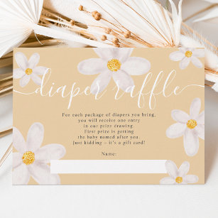Cute daisy flower gold diaper raffle baby shower invitation