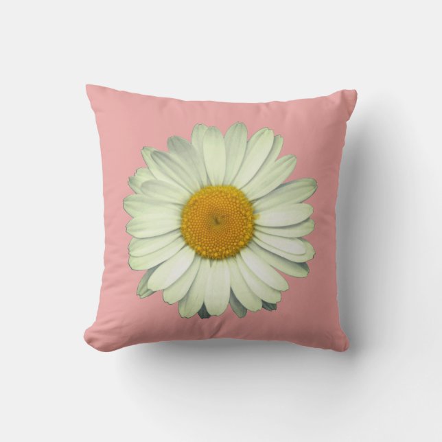 Cute Daisy Flower Head on Pink Throw Pillow (Front)