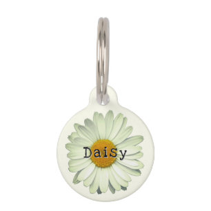 Cute Daisy Flower Name Phone Number Pet ID Tag