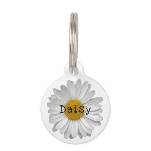 Cute Daisy Flower Name White  Pet ID Tag 