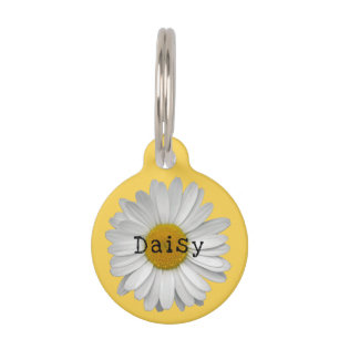 Cute Daisy Flower Name Yellow Pet ID Tag